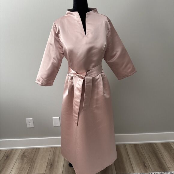 NWT Women's Midi sz 16/18 Dress Wedding Formal Party Stand Collar Satin MSRP$85 - Picture 2 of 14